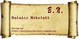 Balaicz Nikolett névjegykártya